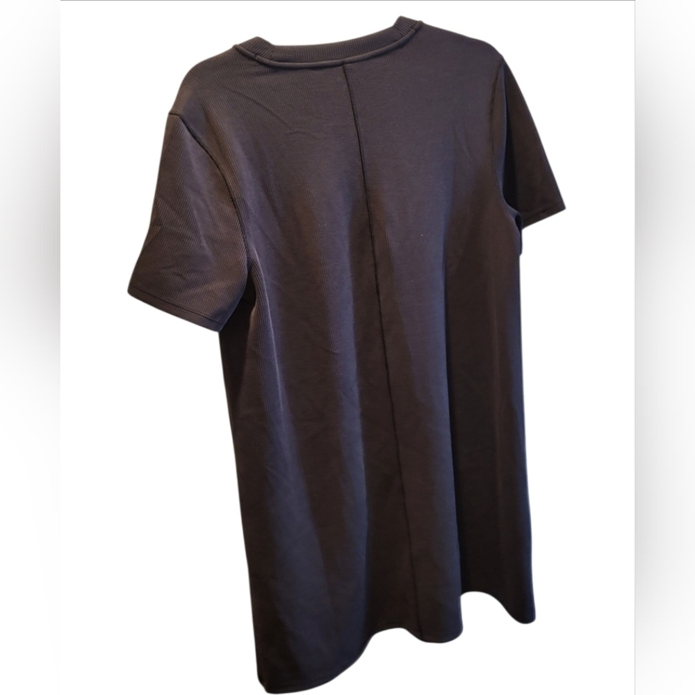 Lululemon Ribbed Softstreme T-Shirt Dress Black Short Sleeve Pockets Size 10 - Picture 3 of 9